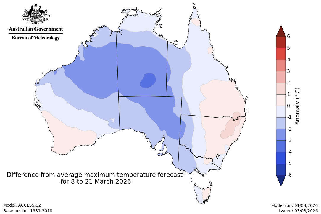 Maximum temperature – anomaly - Second fortnight