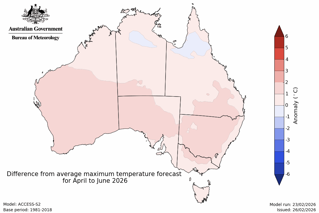 Maximum temperature – anomaly - Second three months
