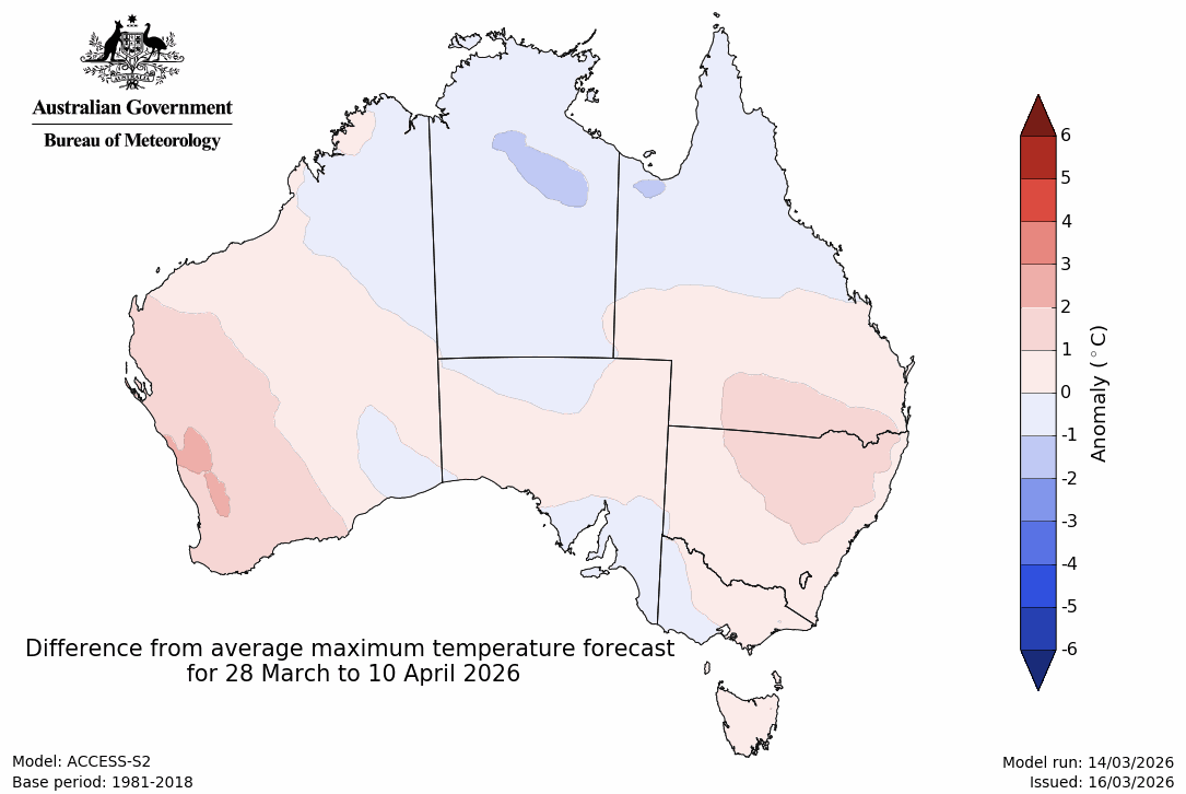 Maximum temperature – anomaly - Third fortnight