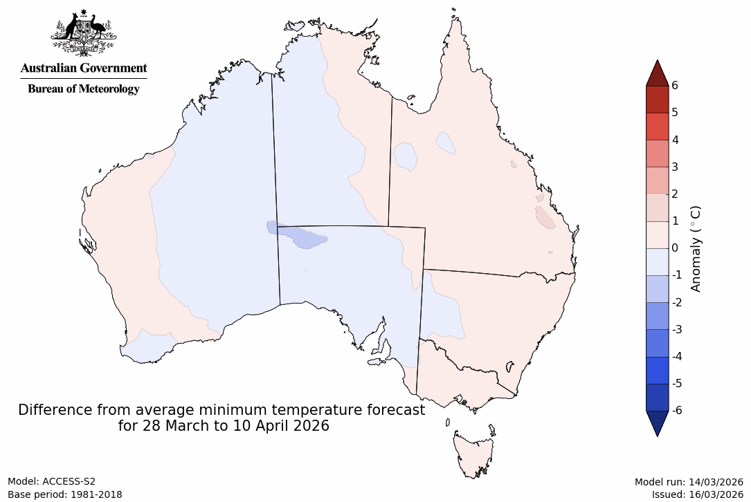 Minimum temperature – anomaly - Third fortnight