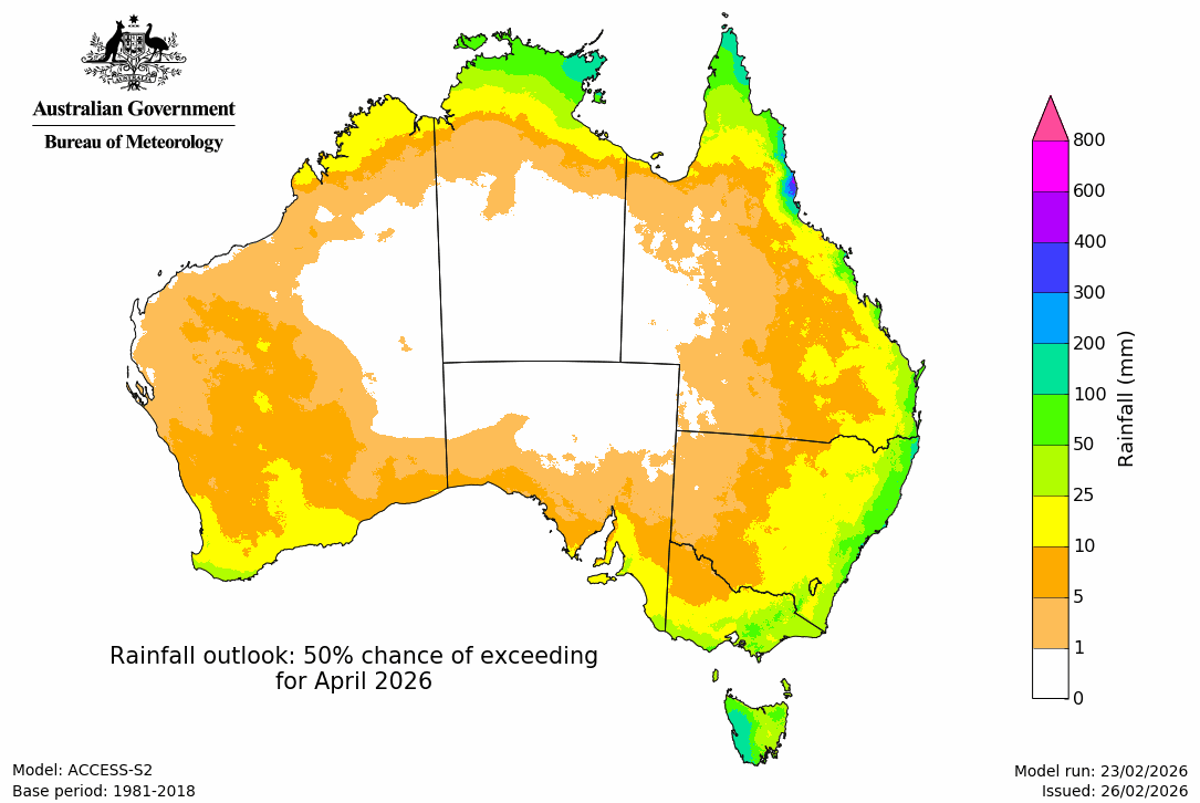 Rainfall – 50% chance scenario - Second month
