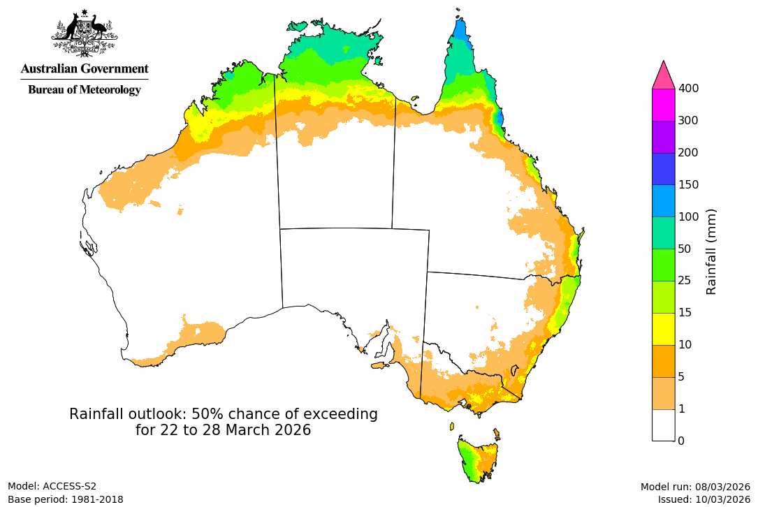 Rainfall – 50% chance scenario - Third week