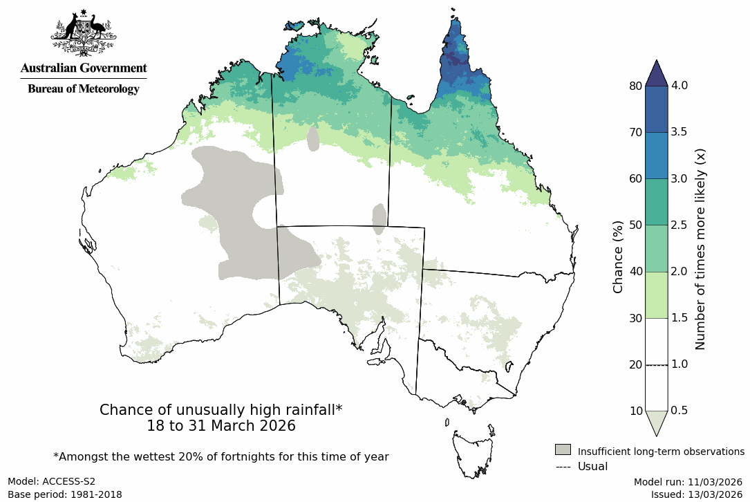 Rainfall – top quintile - Second fortnight