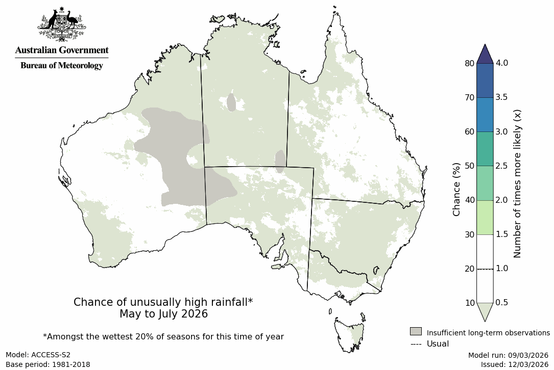 Rainfall – top quintile - Second three months