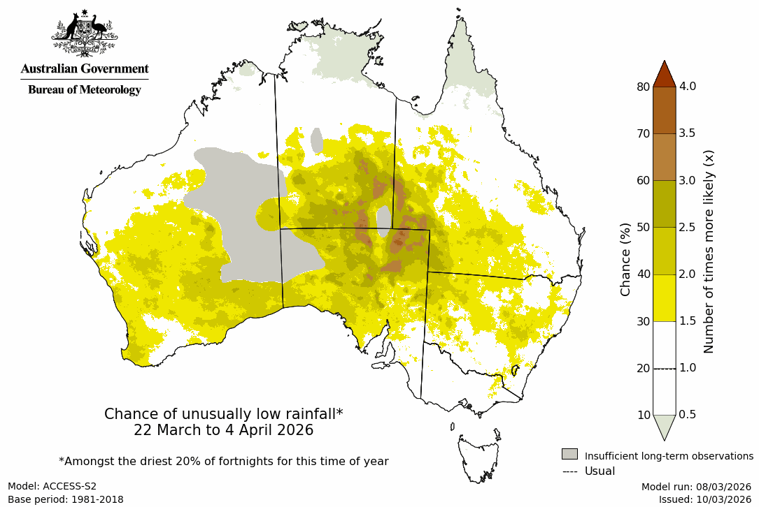 Rainfall – bottom quintile - Third fortnight